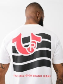 MEN WHITE TRUE RELIGION SS HIGH DENSITY FLAG TEE