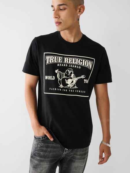 MEN JET BLACK TRUE RELIGON SRS PUFF CREW TEE