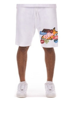 Men White Akoo crew shorts