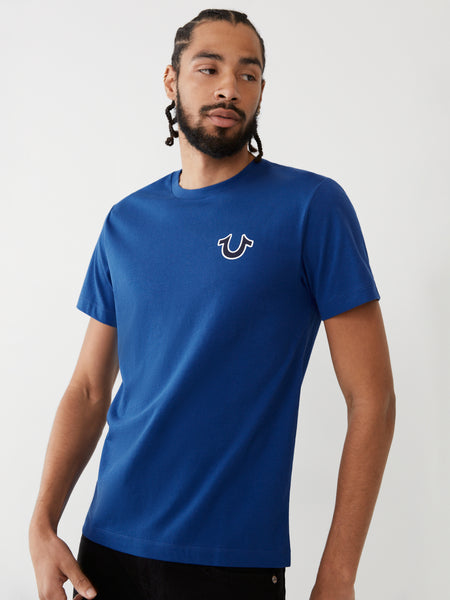 MEN COBALT TRUE RELIGON BUDDHA LOGO CREW NECK TEE