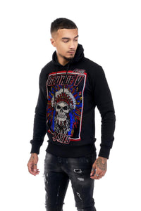 MEN GEORGE V BLACK INDIAN HEAD GLITTERY HOODIE