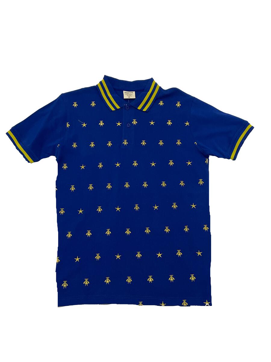 MEN ROYAL BEE SS All Over Emb Polo Shirt