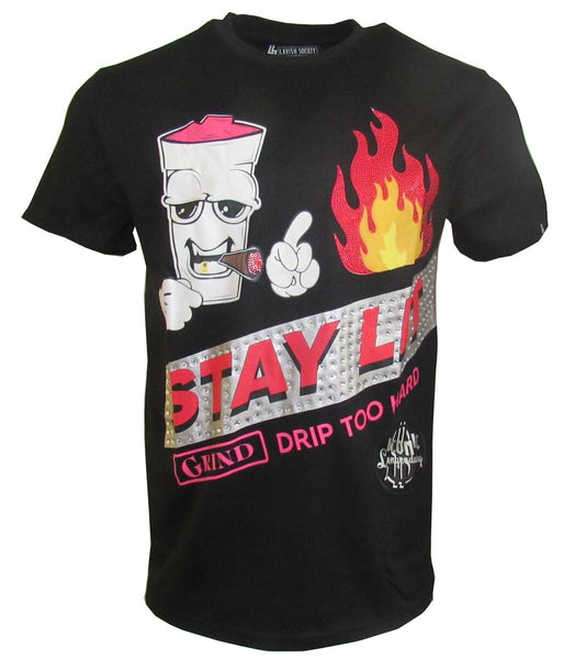 MEN BLACK STAY LIT GLITTERY TSHIRT