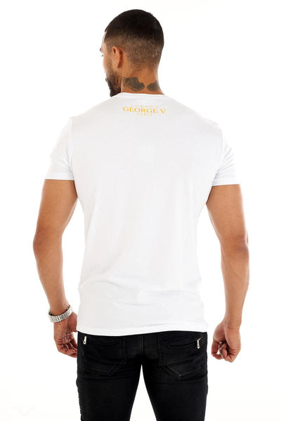 MEN GEORGE V WHITE WITH GOLD TIGER GLITTERY GOLD TSHIRT