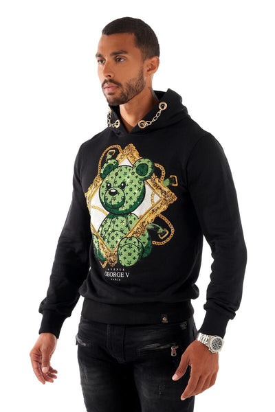 MEN GEORGE V BLACK PICTURE FRAME GREEN TEDDY GLITTERY HOODIE