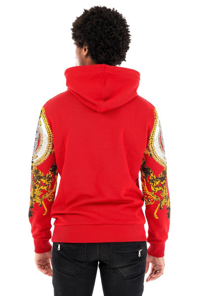 MEN GEORGE V RED/ WHITE/ GOLD LION HEAD GLITTERY HOODIE