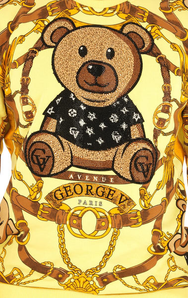 MEN GEORGE V YELLOW TEDDY BEAR GLITTERY CREW