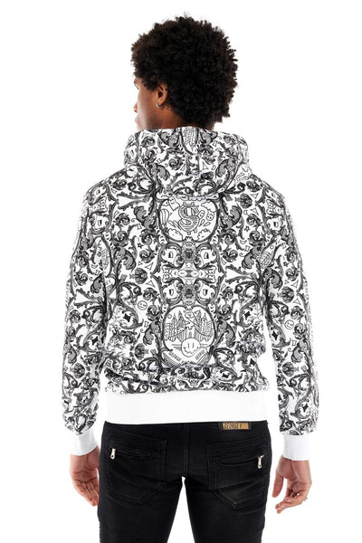 MEN GEORGE V WHITE/ BLUE WITH GV SKULL HEAD GLITTERY HOODIE