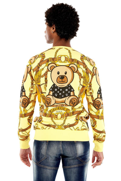 MEN GEORGE V YELLOW TEDDY BEAR GLITTERY CREW