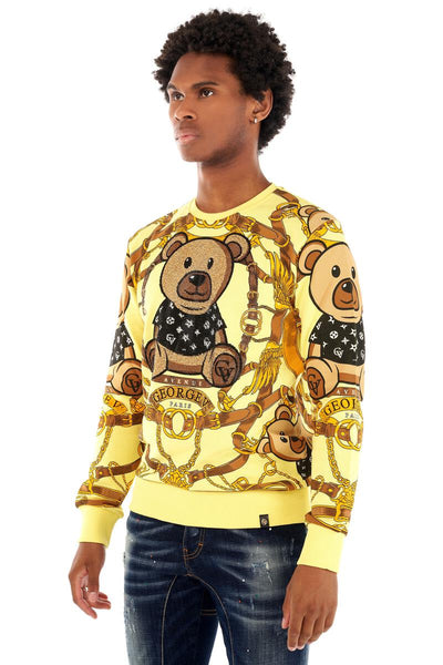 MEN GEORGE V YELLOW TEDDY BEAR GLITTERY CREW