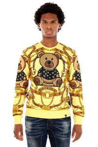 MEN GEORGE V YELLOW TEDDY BEAR GLITTERY CREW