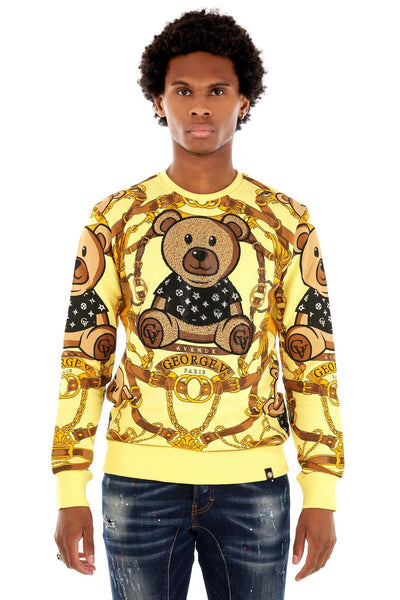 MEN GEORGE V YELLOW TEDDY BEAR GLITTERY CREW