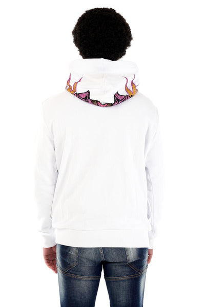 MEN WHITE GEORGE V PINK CAT GLITTERY HOODIE