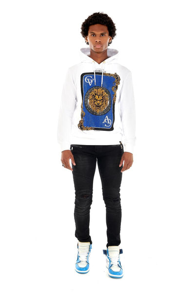 MEN GEORGE V WHITE/ BLUE WITH GOLD LION HEAD GLITTERY HOODIE