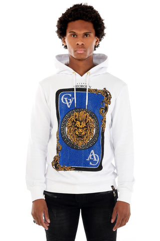 MEN GEORGE V WHITE/ BLUE WITH GOLD LION HEAD GLITTERY HOODIE