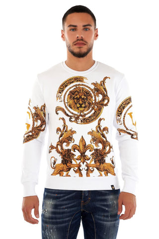 MEN GEORGE V WHITE WITH GOLDEN LION GLITTERY CREW