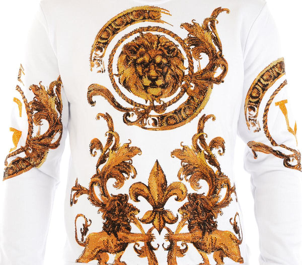 MEN GEORGE V WHITE WITH GOLDEN LION GLITTERY CREW