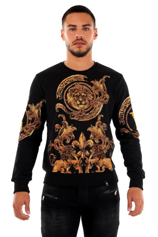 MEN GEORGE V BLACK GOLDEN LION GLITTERY CREW