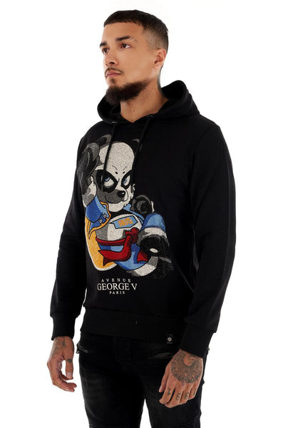 MEN BLACK SUPER PANDA GLITTERY GEORGE V HOODIE