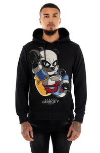 MEN BLACK SUPER PANDA GLITTERY GEORGE V HOODIE