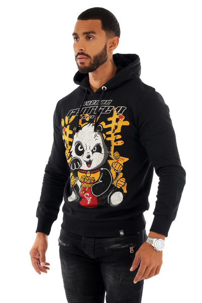 MEN BLACK KUNG FU PANDA GLITTERY GEORGE V HOODIE