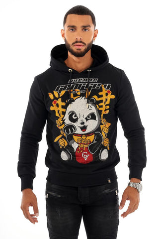 MEN BLACK KUNG FU PANDA GLITTERY GEORGE V HOODIE