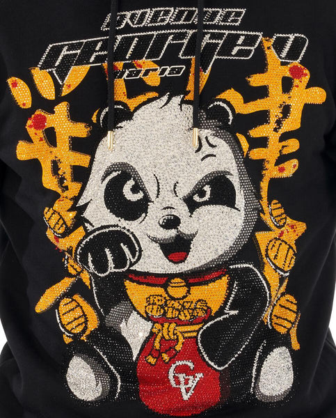 MEN BLACK KUNG FU PANDA GLITTERY GEORGE V HOODIE