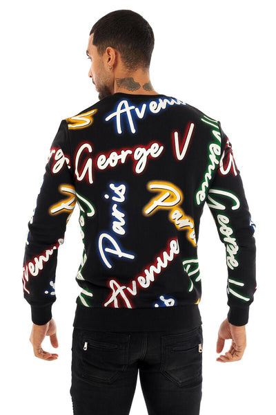 MEN BLACK SIGNATURE GLITTERY GEORGE V CREW