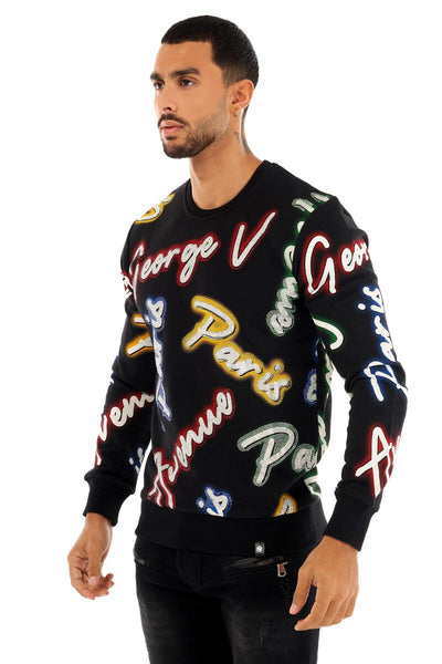 MEN BLACK SIGNATURE GLITTERY GEORGE V CREW