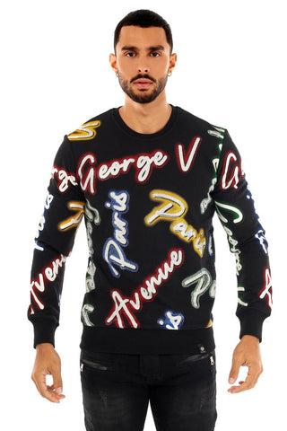 MEN BLACK SIGNATURE GLITTERY GEORGE V CREW