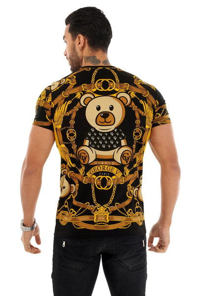 MEN GEORGE V BLACK TEDDY BEAR GLITTERY TSHIRT