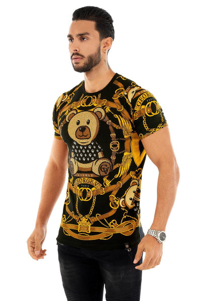 MEN GEORGE V BLACK TEDDY BEAR GLITTERY TSHIRT