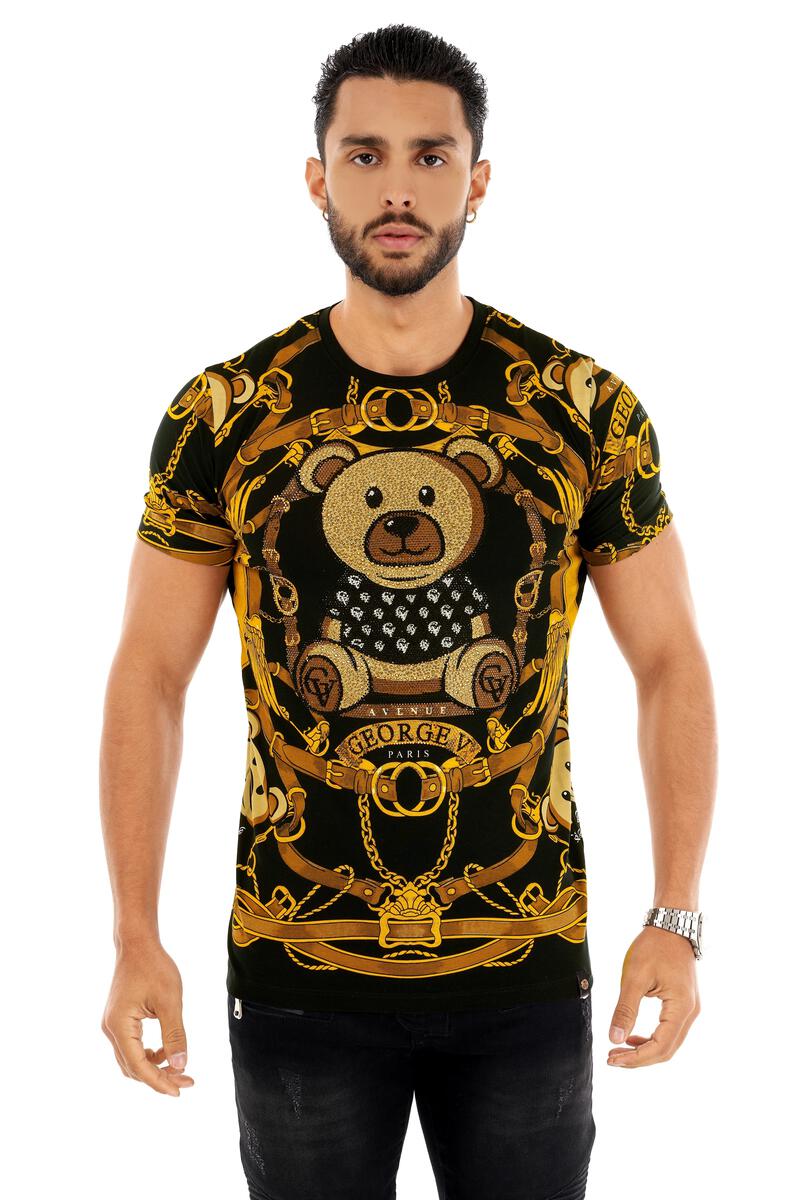 MEN GEORGE V BLACK TEDDY BEAR GLITTERY TSHIRT