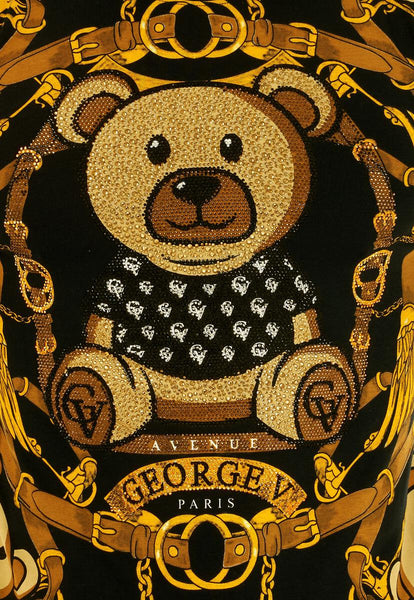 MEN GEORGE V BLACK TEDDY BEAR GLITTERY TSHIRT