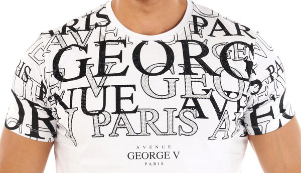 MEN GEORGE V WHITE SHOULDER SIGNATURE GLITTERY TSHIRT