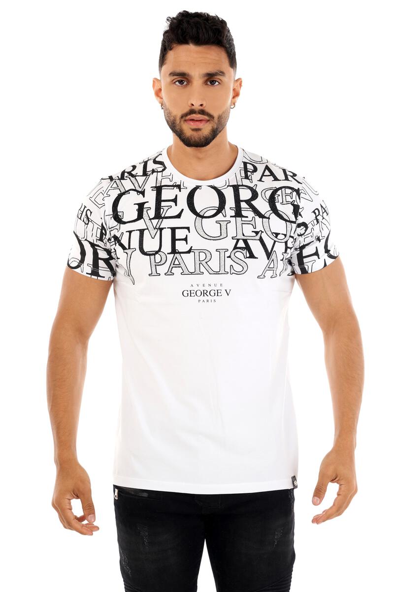 MEN GEORGE V WHITE SHOULDER SIGNATURE GLITTERY TSHIRT