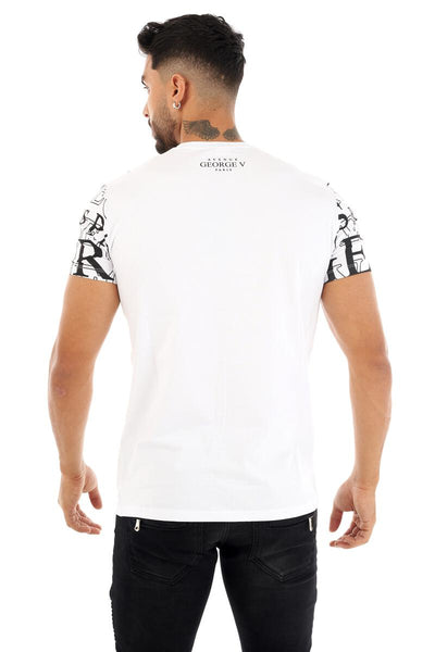 MEN GEORGE V WHITE SHOULDER SIGNATURE GLITTERY TSHIRT