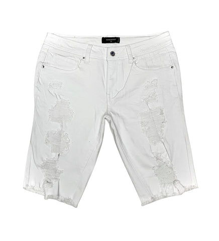 MEN WHITE G-SQUARED RIPPED SHORTS