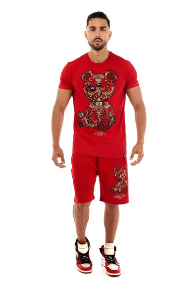 MEN GEORGE V RED/ RED TEDDY BEAR GLITTERY TSHIRT