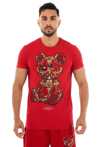 MEN GEORGE V RED/ RED TEDDY BEAR GLITTERY TSHIRT