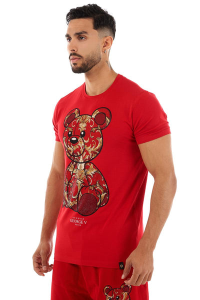 MEN GEORGE V RED/ RED TEDDY BEAR GLITTERY TSHIRT