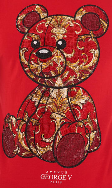 MEN GEORGE V RED/ RED TEDDY BEAR GLITTERY TSHIRT