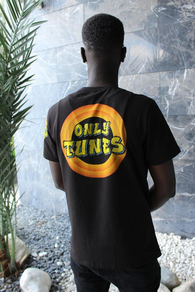 MENS BLACK ONLY TUNES GLITTER RHINSTONE TEE