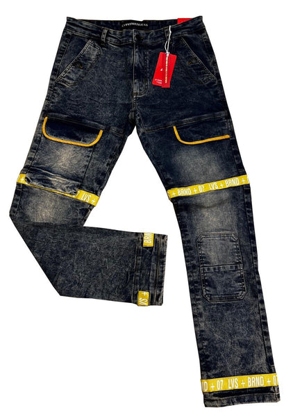 MEN VINTAGE YELLOW STRAP LAVISH DENIM JEANS