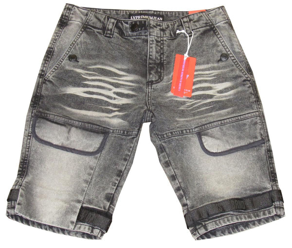 MEN BLACK/ BLACK LAVISH DENIM SHORTS