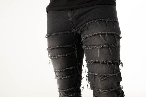 MEN BLACK PREMIUM STRETCH DENIM with MULTI CUT/SEW