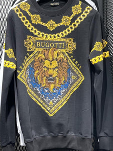 MEN BLACK/ GOLD RETRO LION GLITTERY CREW