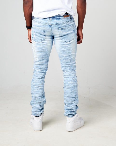 MEN PLUS SIZE ICE BLUE WILD TIGER DENIM