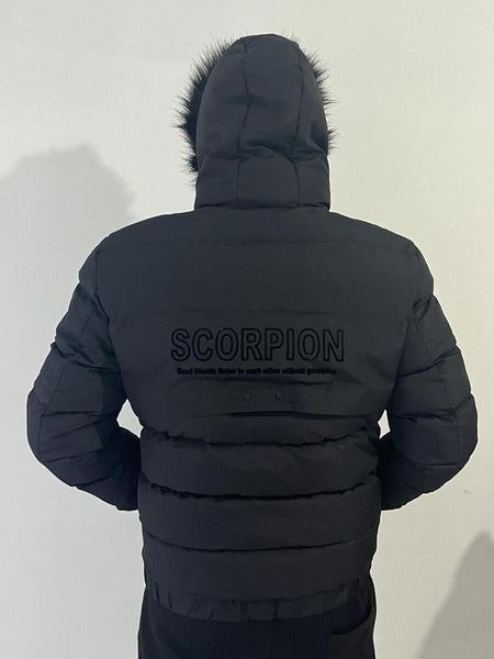 MEN BLACK SCORPION PUFFER JACKET