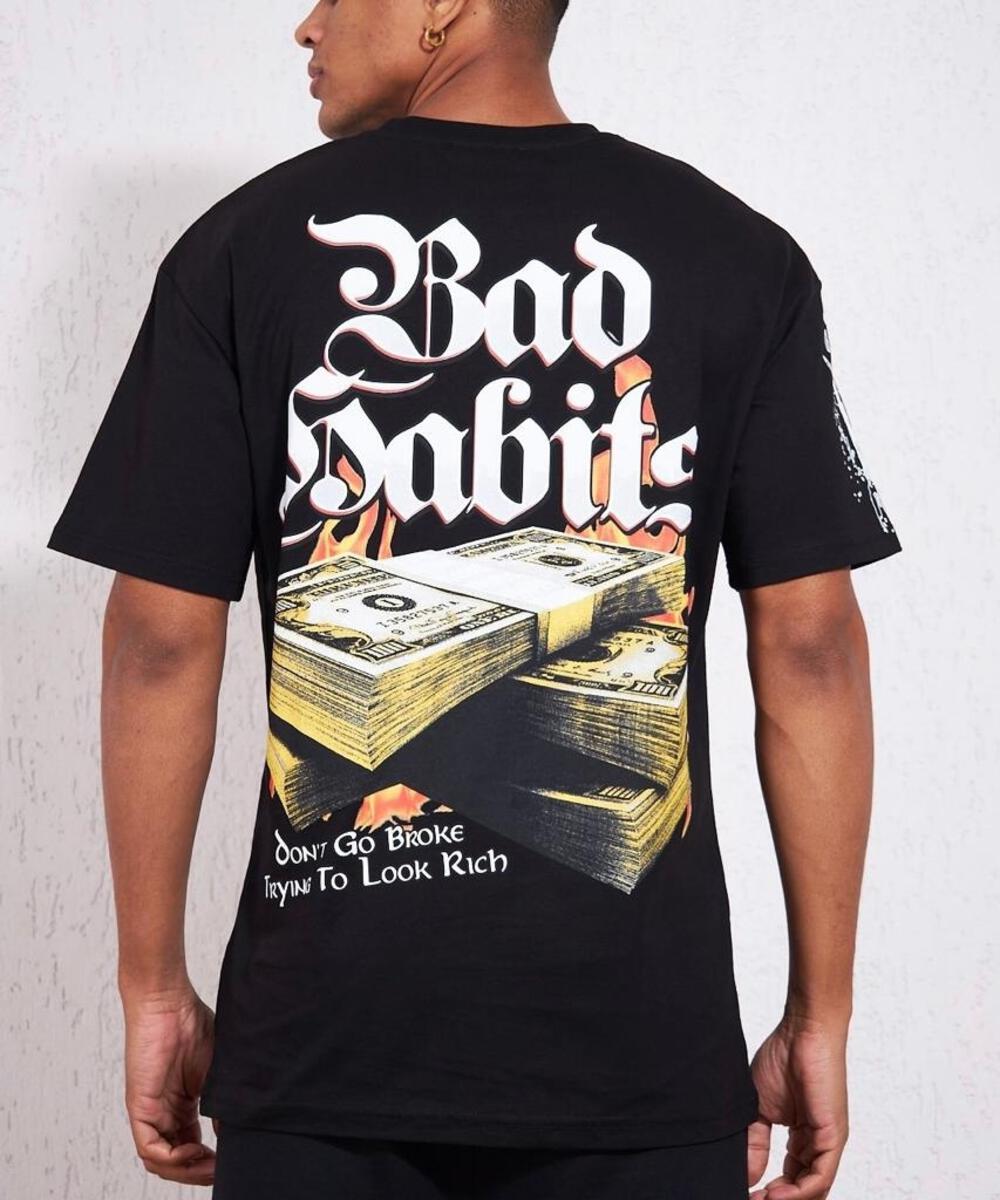 MEN BLACK BAD HABITS TSHIRT